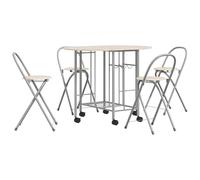 Table à manger extensible en MDF et fer - 5 pièces pour petits espaces et grandes familles - Pliable et peu encombrant - Design moderne pour salon et cuisine