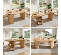 Table à Manger Extensible en MDF, Salon et Cuisine, Marron, 160x80x76.00cm