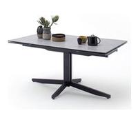 Table à manger extensible en métal et verre aspect béton - L.160-240 x H.76 x P.90 cm --