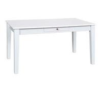 Table à manger Pegane Table à manger extensible en pin massif, laqué blanc - Dim : L 160 x P 90 x H 75 cm- -