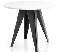 Table De Salle à Manger Ronde De Style Industriel - Moderne - Extensible De 90 Cm à 130 Cm - Pieds Métalliques Noirs - Compact Pour Petite Cuisine Ou