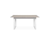 Table a manger extensible Houston - 160-200 x 75 x 90 cm - Plateau effet travertin - 1 extension inclue - 10 personnes