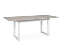 Table a manger extensible Houston - 160-200 x 75 x 90 cm - Plateau effet travertin - 1 extension inclue - 10 personnes blanc G