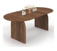 Table à manger extensible japandi ovale EDITH 6-10 personnes effet noyer 160 - 200 cm Bois