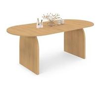 Table à manger extensible japandi ovale EDITH 6-10 personnes en bois façon hêtre 160 - 200 cm Bois
