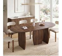 IDMarket - Table à Manger Extensible Marilou 160-200 cm | japandi ovale 6-10 personnes 3 pieds noyer