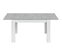 Table à manger extensible - KENDRA - Rectangulaire - Blanc artik et ciment - 4 à 6 personnes - L140/190 x P90 x H78 cm
