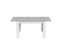 Table a manger extensible - KENDRA - Rectangulaire - Blanc artik et ciment - 4 a 6 personnes - L140/190 x P90 x H78 cm