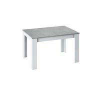 Table a manger extensible - KENDRA - Rectangulaire - Blanc artik et ciment - 4 a 6 personnes - L140/190 x P90 x H78 cm