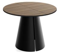 Table à manger extensible - Lamio - Ronde - Marron Noyer - Pieds métal noirs - Style loft - 100-180 x 100 x 76 cm