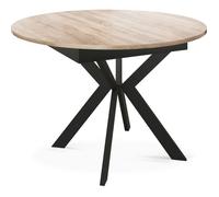 Table à Manger Extensible Ronde Avec Pieds En Métal Noir - Rangement Des Extensions à L'intérieur - Table Ronde Style Industriel Pour Salon Séjour -