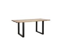 Table à manger extensible Mango Bois et Métal 180-280cm Naturel et Noir