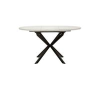 Table à manger extensible Martin Céramique et Métal 100-140cm Noir et Blanc