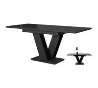 Table à manger extensible MASSI Marbré Noir 120 à 160 cm 6 personnes