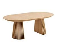 Table à manger extensible ovale ALTOBUY DUBLIN - Pied central relief - MDF placage chêne clair - 200/250/300x120cm Marron