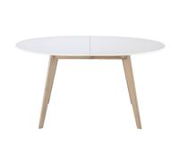 Table à manger extensible ovale blanche et bois clair L150-200 cm LEENA