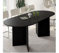 IDMarket – Table à manger extensible Marthe ovale 6–10 personnes bois noir 160–200 cm