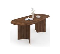 IDMARKET Table à manger extensible ovale MARTHE 6 -10 personnes noyer 160-200 cm