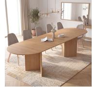 Table à manger extensible ovale MARTHE 6-12 personnes bois façon hêtre