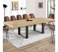 Table à manger extensible phoenix 10-12 personnes bois et noir 200-300 cm