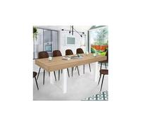 Table à manger extensible PHOENIX 6-10 personnes bois et blanc 160-200 cm Blanc