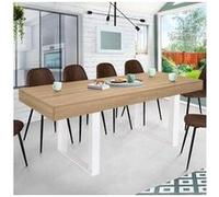 Table de cuisine ID Market Table à manger extensible phoenix 6-10 personnes bois et blanc 160-200 cm