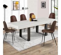 Table à manger extensible PHOENIX 6-10 personnes bois gris 160-200 cm