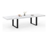 IDMarket - Table à Manger Extensible Phoenix Rectangle 6-12 Personnes Plateau Effet marbre Blanc Alaska 200-300 cm