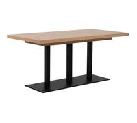 Table à manger extensible QUADRATO - 8 à 12 personnes - Mélaminé chêne et noir - L160-240 x H75 x P80 cm