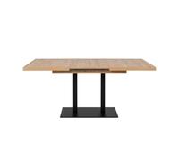 Table à manger extensible QUADRATO - 8 à 12 personnes - Mélaminé chêne et noir - L160-240 x H75 x P80 cm