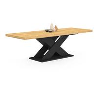 Table à manger extensible rectangle ALICIA 8-12 personnes bois et noir 200-250 c