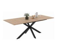 Table à manger extensible rectangle ALIX avec rangement 6-10 personnes bois et noir 160-200 cm
