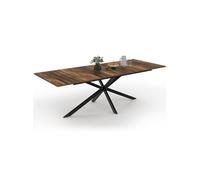 Table à manger rectangle extensible - IDMARKET - ALIX - Bois vieilli et noir - 8-12 personnes - 200-240 cm