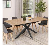 Table à manger extensible rectangle ALIX avec rangement 6-10 personnes bois et noir 160-200 cm