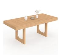 IDMarket - Table à Manger Extensible Rectangle Aloise 4-8 Personnes Pied Arc Bois Effet hêtre 160-200 cm