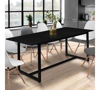 IDMarket Table à manger extensible Delson rectangle 6-10 personnes 160-200 cm noir design industriel