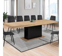 IDMarket - Table à Manger Extensible Rectangle Eden 8-12 Personnes Bois et Noir 200-250 cm
