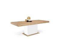 Table à manger ID Market Table à manger extensible EDEN 6-10 personnes bois et blanc 160-200 cm