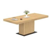 IDMarket – Table à manger extensible rectangle EDEN 6-10 personnes Bois socle noir 160-200 cm