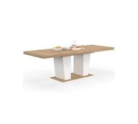IDMarket - Table à Manger Extensible Rectangle ELIAD 8-12 Personnes Bois et Blanc 200-250 cm