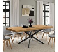 IDMarket – Table à manger extensible INES rectangle bois et noir 6-10 personnes 160-200 cm