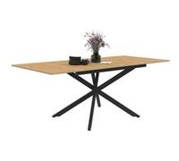 IDMarket – Table à manger extensible INES rectangle bois et noir 6-10 personnes 160-200 cm
