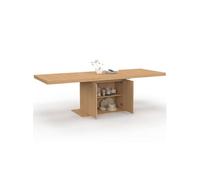 IDMARKET Table à manger extensible rectangle JULIETTE 8-12 personnes pied central effet lattes avec rangement 200-250 cm