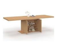 IDMarket - Table à Manger Extensible Rectangle Juliette 8-12 Personnes Pied Central Effet Lattes avec Rangement 200-250 cm