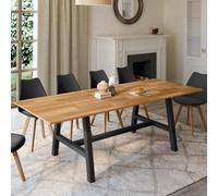 IDMarket – Table à manger rectangulaire extensible Madeleine – Bois et noir – 6-12 pers. – 160-240 cm