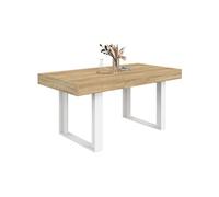 IDMarket - Table à Manger Extensible Rectangle Phoenix 4-6 Personnes Bois et Blanc 120-160 cm