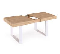 Table de cuisine ID Market Table à manger extensible phoenix 6-10 personnes bois et blanc 160-200 cm