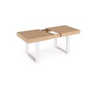 Table à manger extensible PHOENIX 6-10 personnes bois et blanc 160-200 cm Blanc
