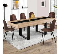 IDMarket – Table extensible rectangulaire PHOENIX 4-8 pers bois/noir bande centrale 160-200 cm