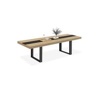 Idmarket Table À Manger Extensible Rectangle Phoenix 10-12 Personnes Bois Et Noir Bande Centrale Noire 200-300 Cm Multicolore